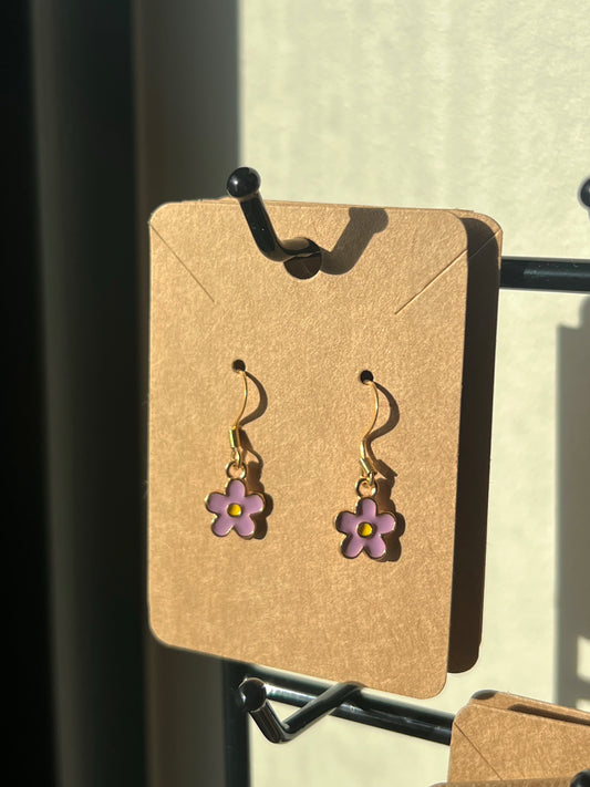 Purple flower earrings