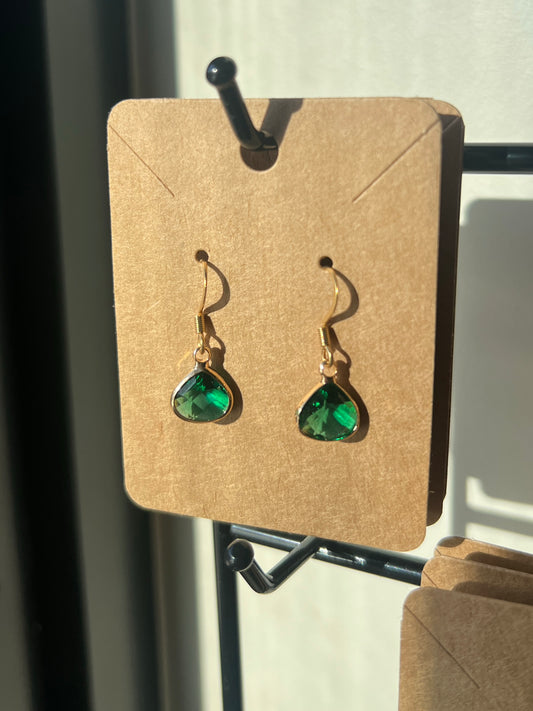 Emerald glass earrings