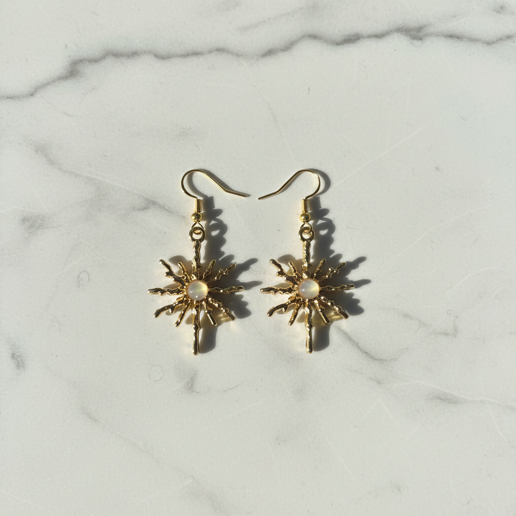 Gold sunburst earrings